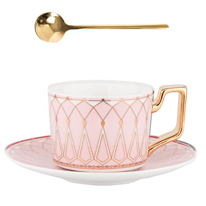 Vintage Floral Ceramic Coffee Cup and Saucer Set