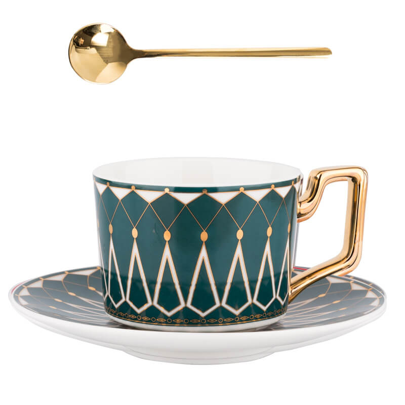 Vintage Floral Ceramic Coffee Cup and Saucer Set