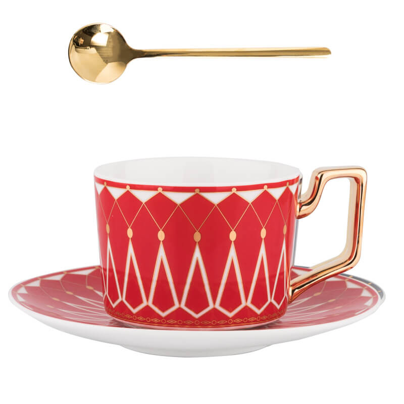 Vintage Floral Ceramic Coffee Cup and Saucer Set
