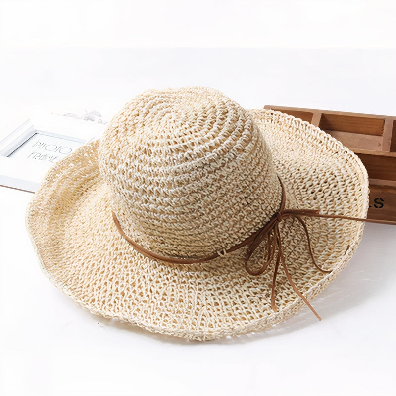 Women's Adjustable Wide Brim Woven Straw Sun Hat