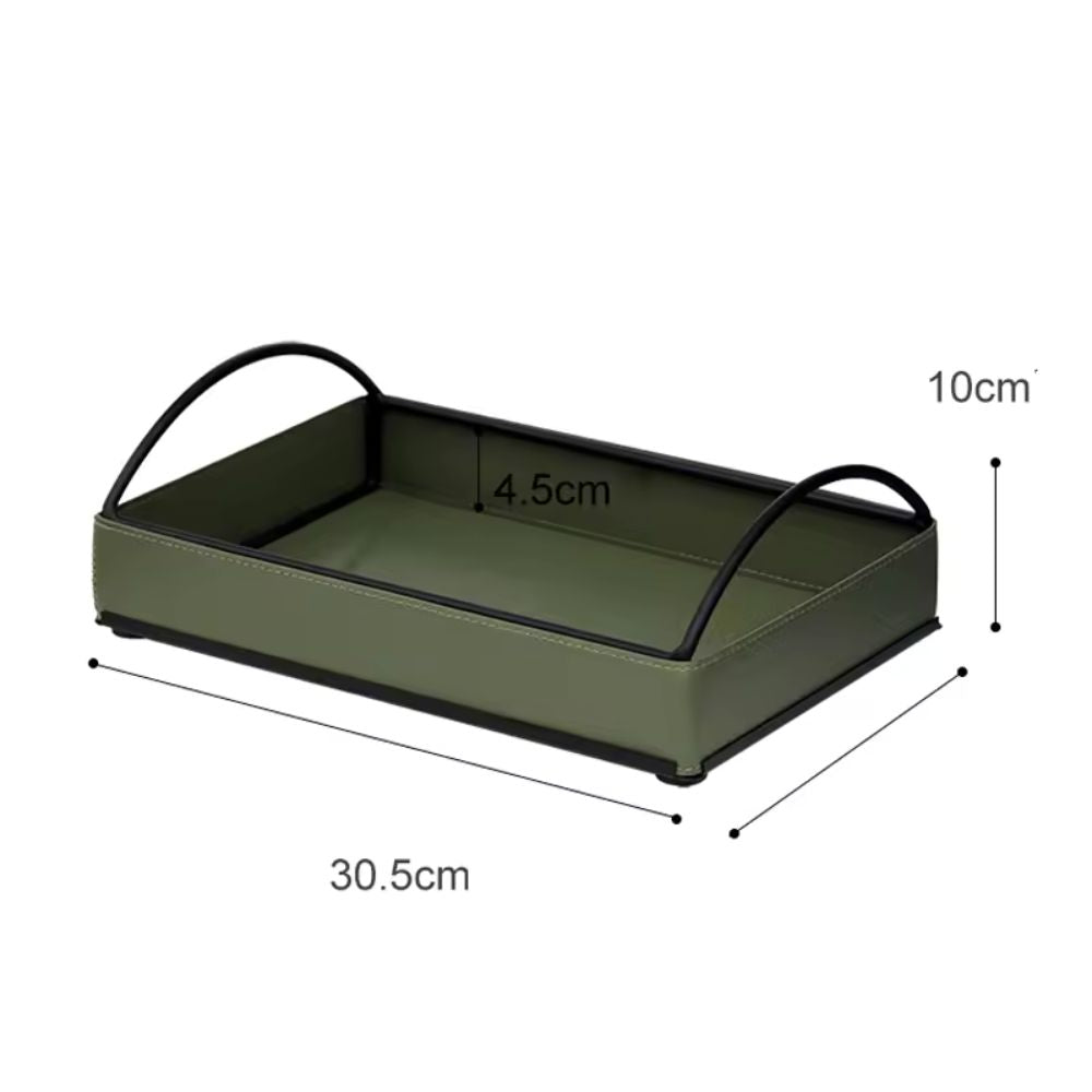 Faux Leather Serving and Display Tray with Handles