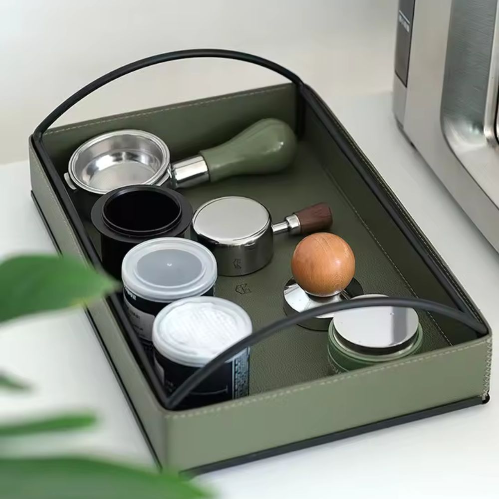 Faux Leather Serving and Display Tray with Handles