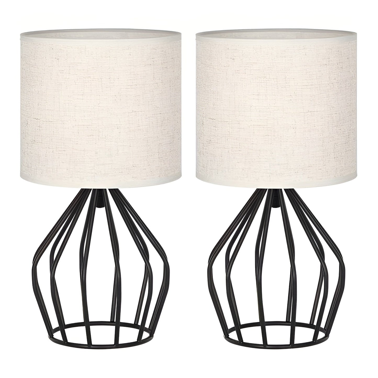 Elegant Linen Table Lamp with Metal Base – Warm Ambient Lighting