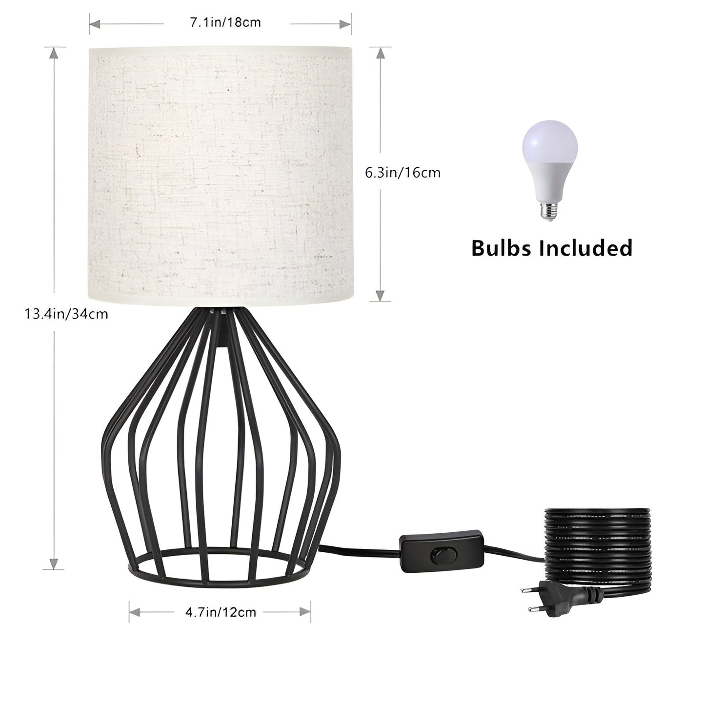 Elegant Linen Table Lamp with Metal Base – Warm Ambient Lighting
