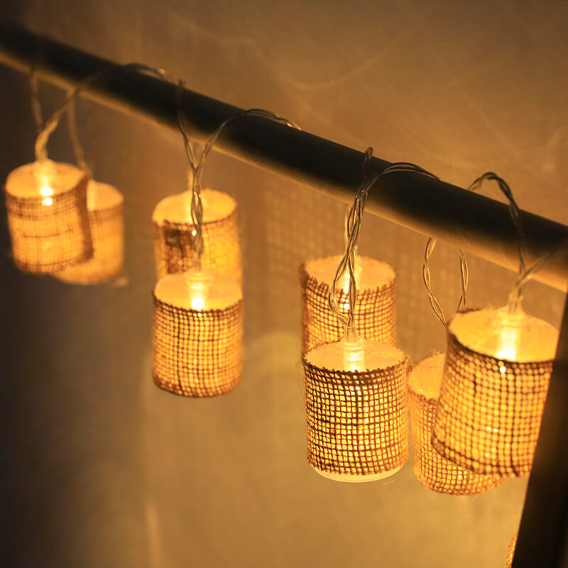 Linen String Lights with Warm Lanterns