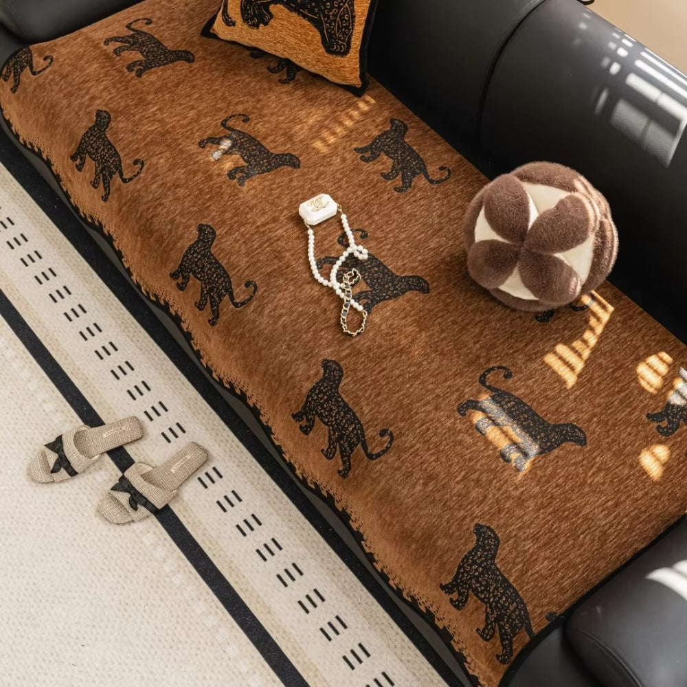 Lion Wavy Non-Slip Microfiber Sofa Cover