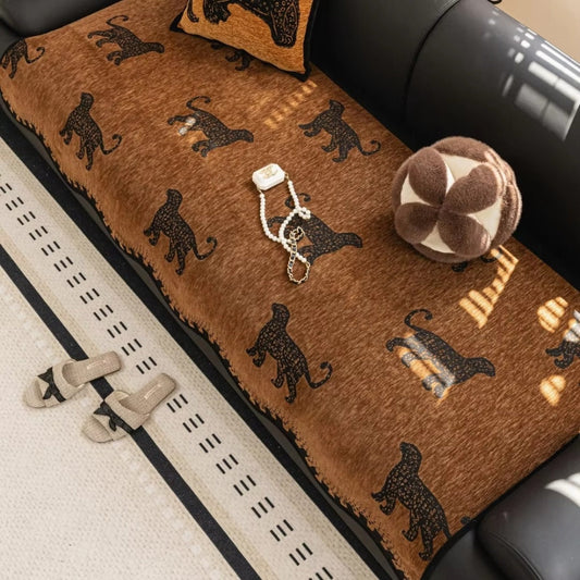 Lion Wavy Non-Slip Microfiber Sofa Cover