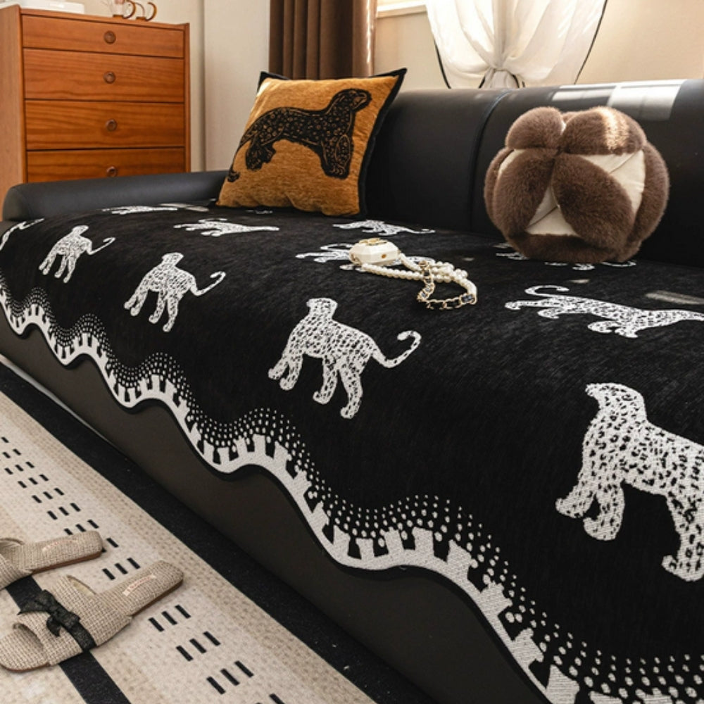 Lion Wavy Non-Slip Microfiber Sofa Cover