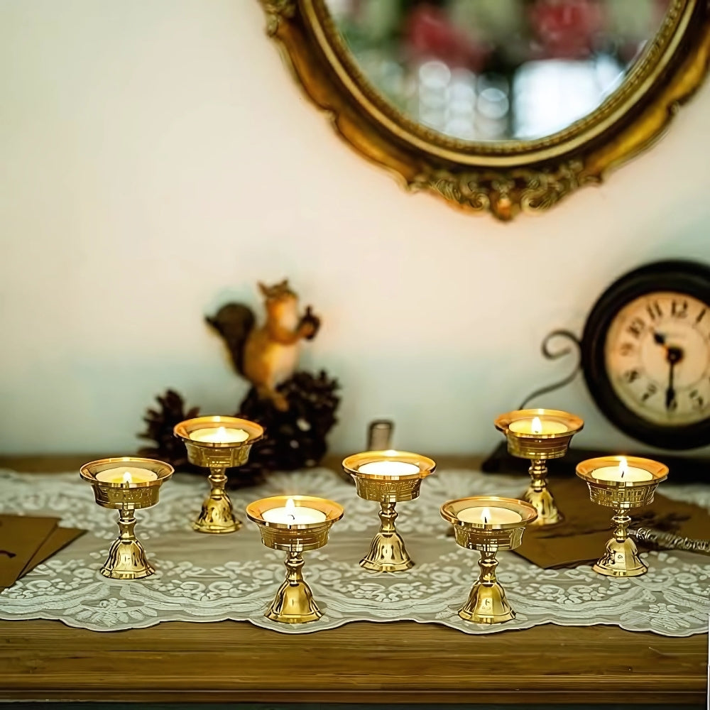 Vintage Copper Cup Candle Holder with Pedestal Base
