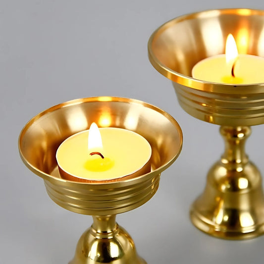 Vintage Copper Cup Candle Holder with Pedestal Base