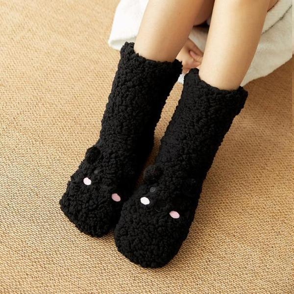 Llama Alpaca Mid-Calf Wool Slippers with Non-Slip Bottom
