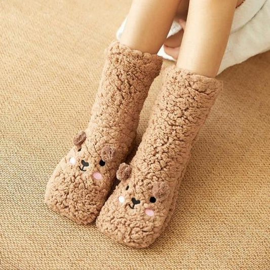 Llama Alpaca Mid-Calf Wool Slippers with Non-Slip Bottom