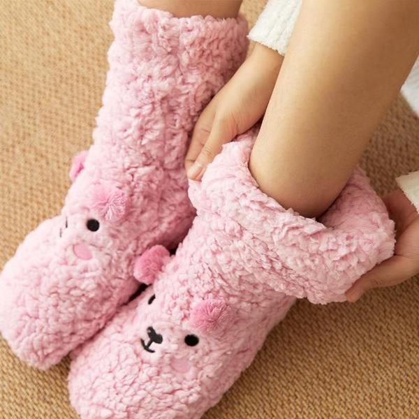 Llama Alpaca Mid-Calf Wool Slippers with Non-Slip Bottom