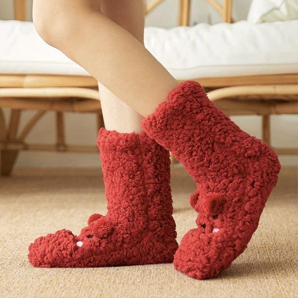 Llama Alpaca Mid-Calf Wool Slippers with Non-Slip Bottom