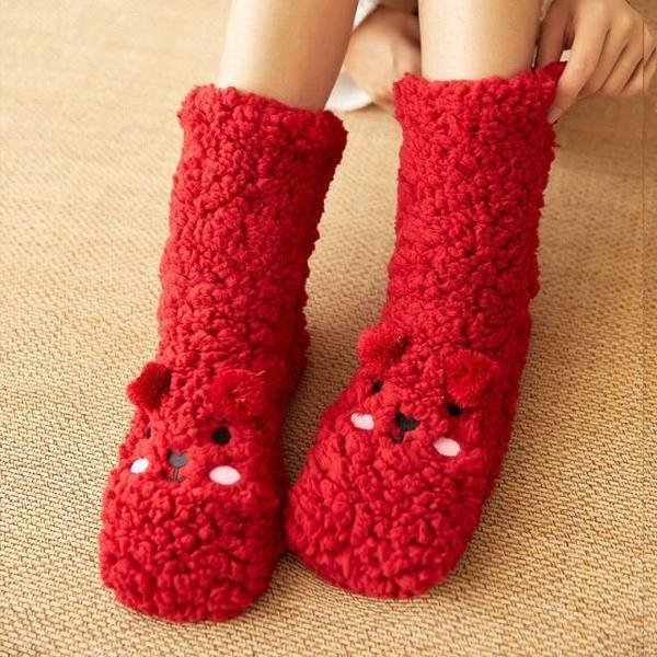 Llama Alpaca Mid-Calf Wool Slippers with Non-Slip Bottom