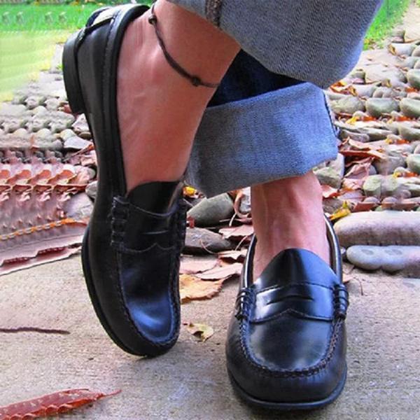 Women's Elegant Smooth Leather Loafers with Comfortable Sole