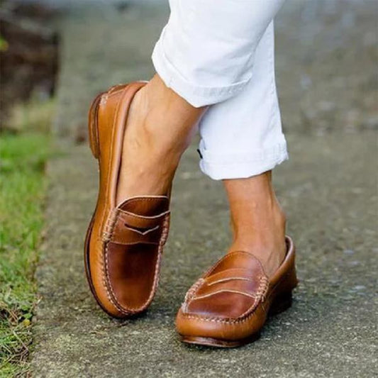 Women's Elegant Smooth Leather Loafers with Comfortable Sole