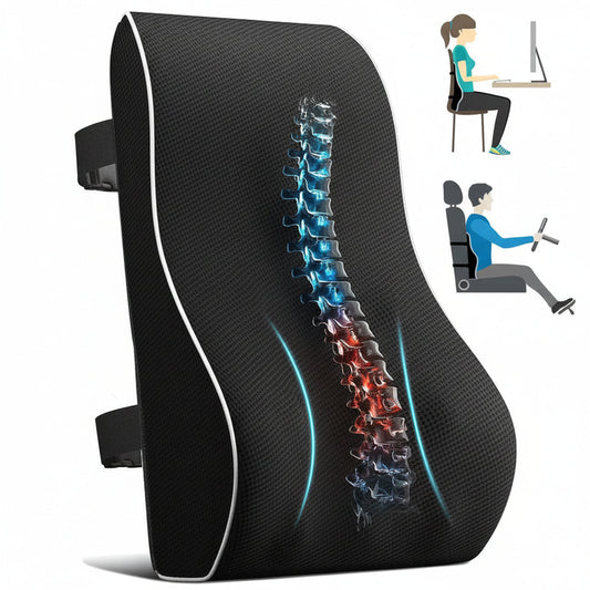 Ergonomic Lumbar Support Pillow with Mesh Cover for Office Chairs