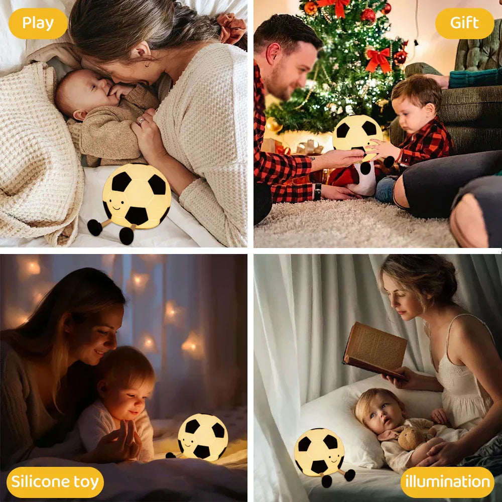 Rechargeable Silicone Soccer Ball Night Light with 3 Brightness Levels