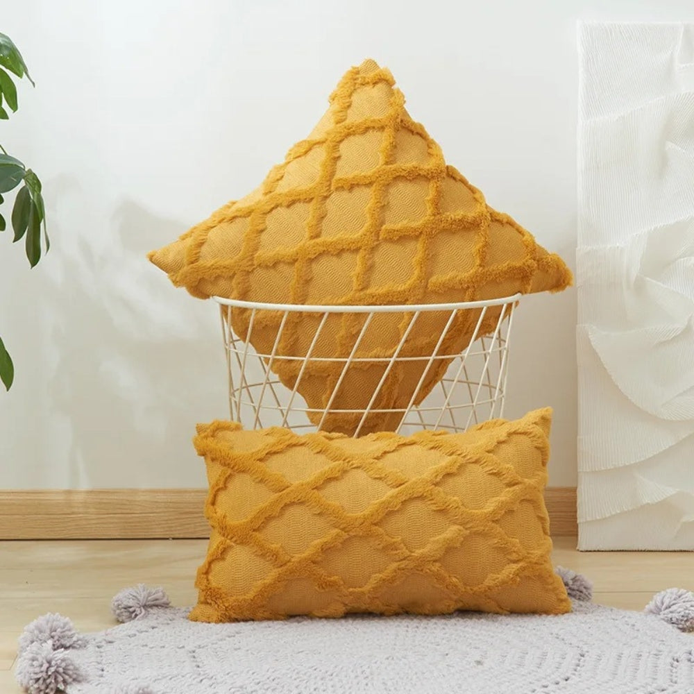 Boho Velvet Pillow Cushion Cover with Geometric Pattern