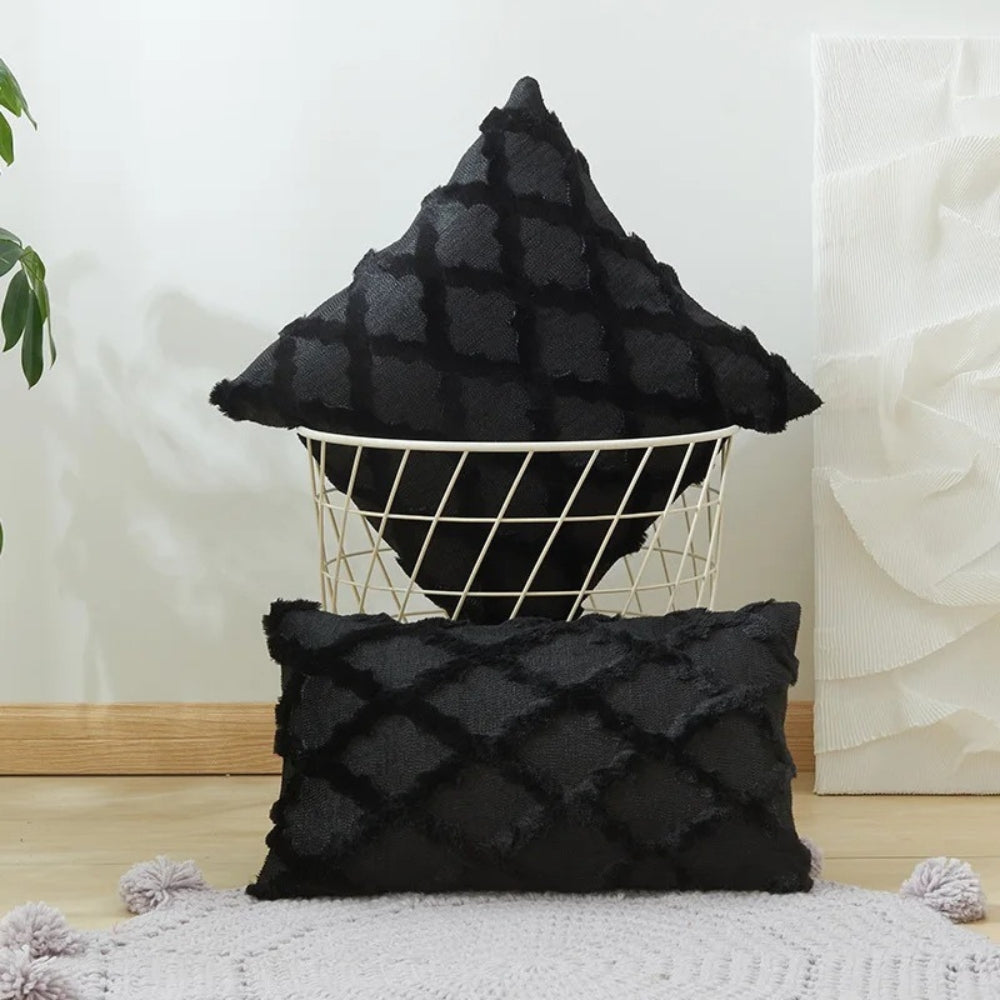 Boho Velvet Pillow Cushion Cover with Geometric Pattern