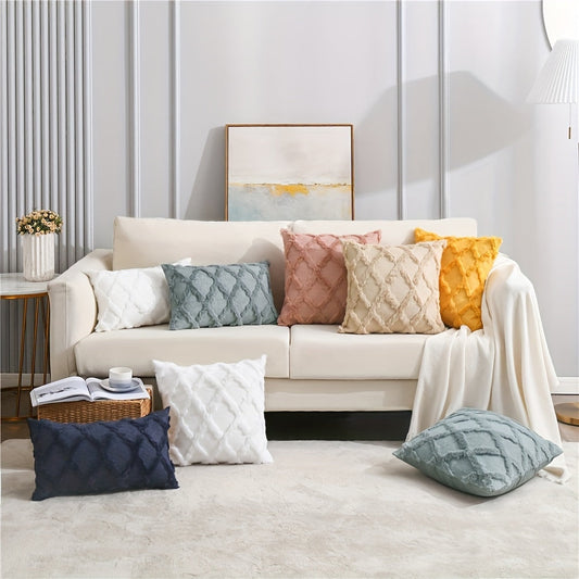 Boho Velvet Pillow Cushion Cover with Geometric Pattern