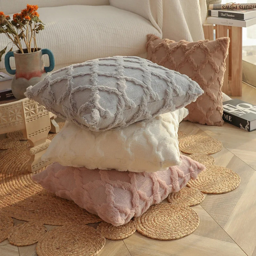 Boho Velvet Pillow Cushion Cover with Geometric Pattern
