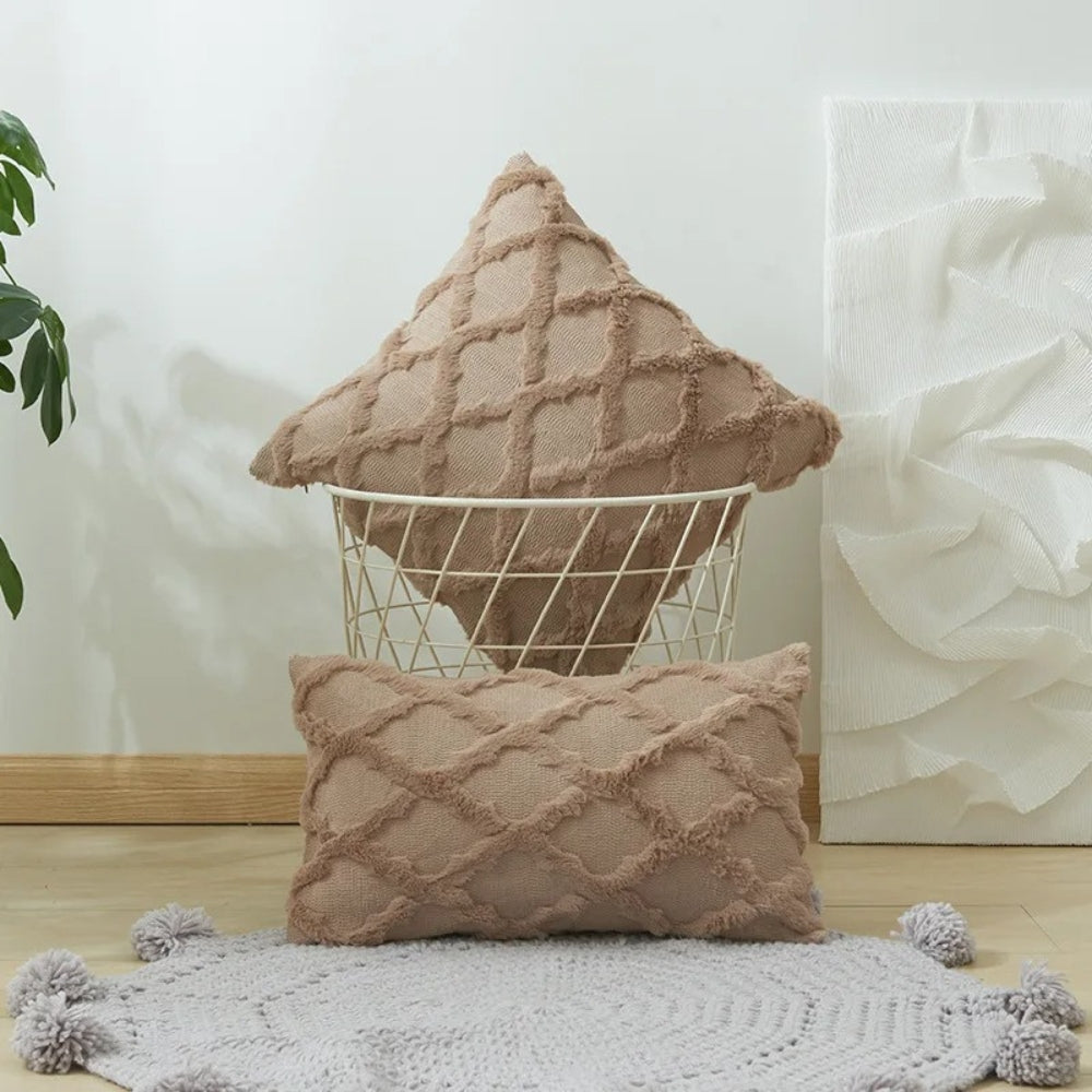 Boho Velvet Pillow Cushion Cover with Geometric Pattern
