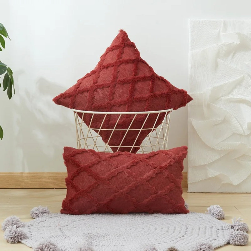 Boho Velvet Pillow Cushion Cover with Geometric Pattern