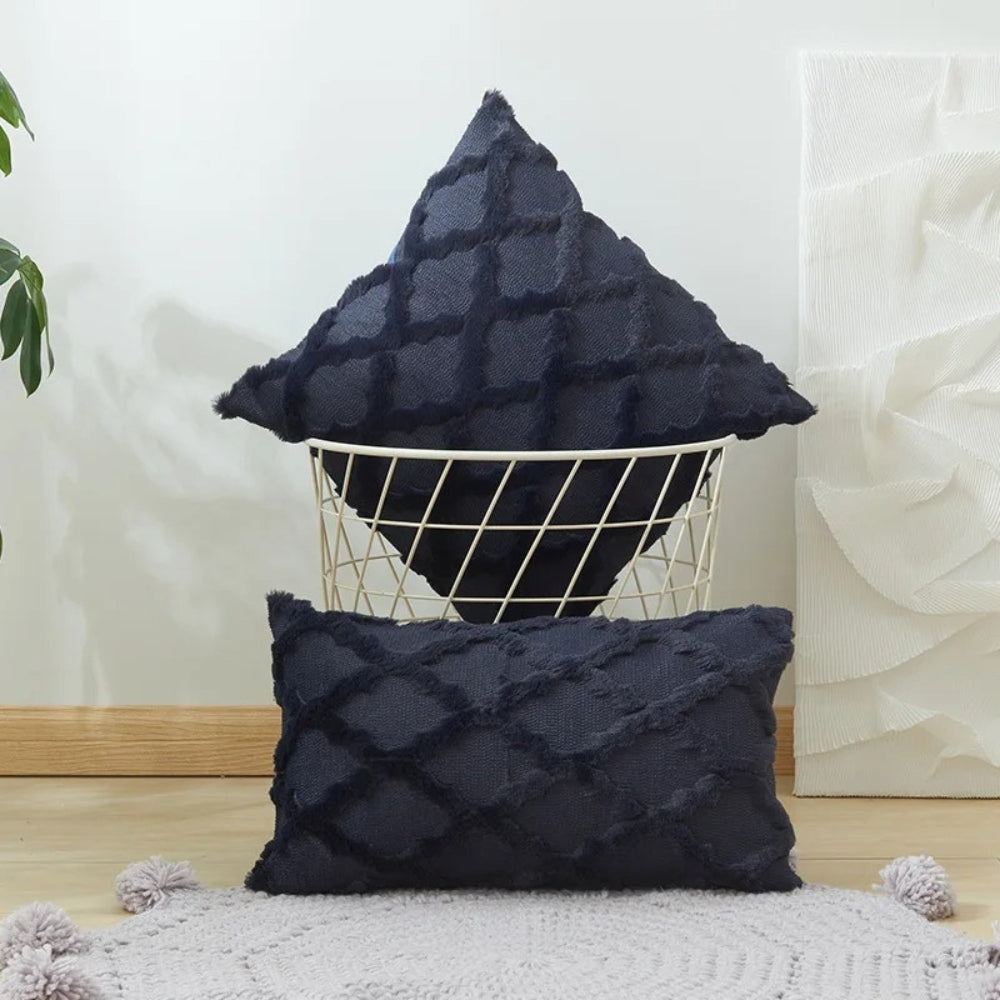 Boho Velvet Pillow Cushion Cover with Geometric Pattern