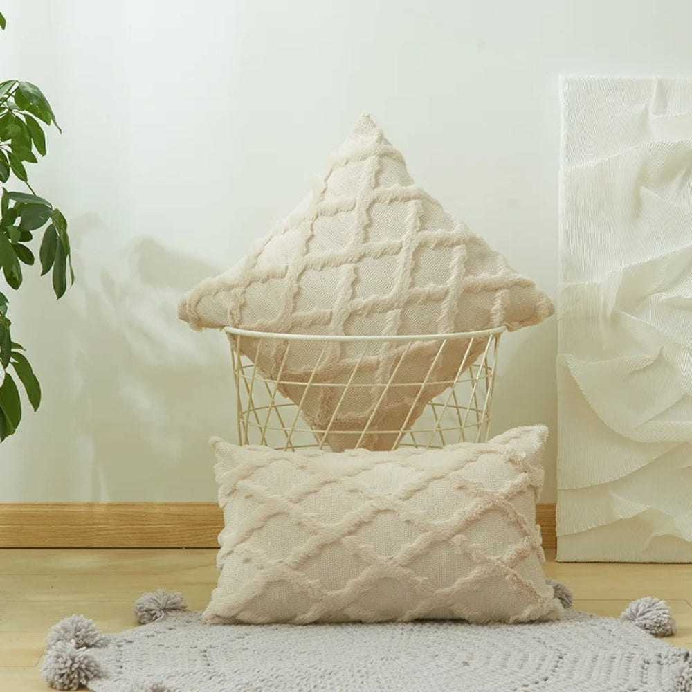 Boho Velvet Pillow Cushion Cover with Geometric Pattern