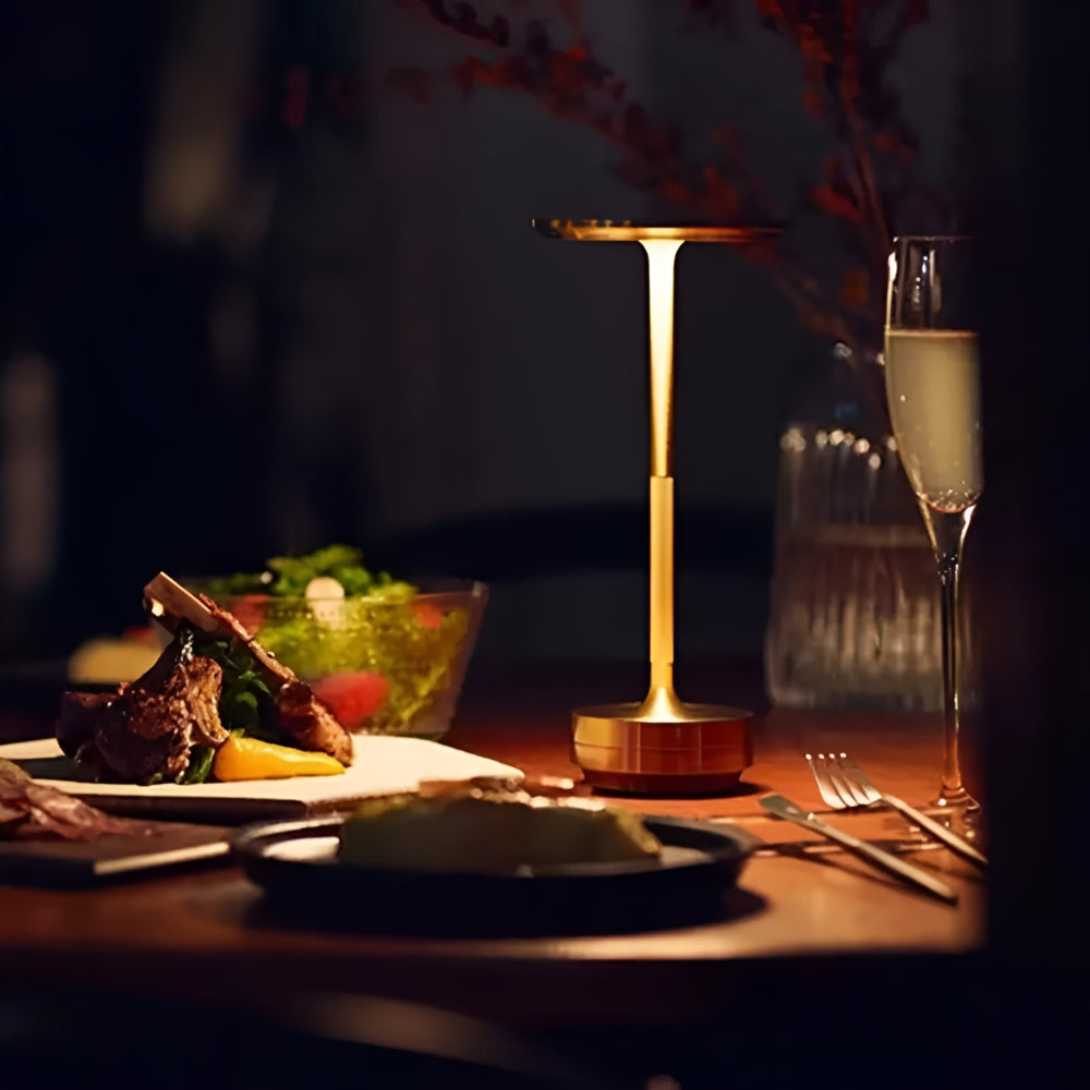 Rechargeable LED Desk Lamp with Touch Dimming and Aluminum Finish