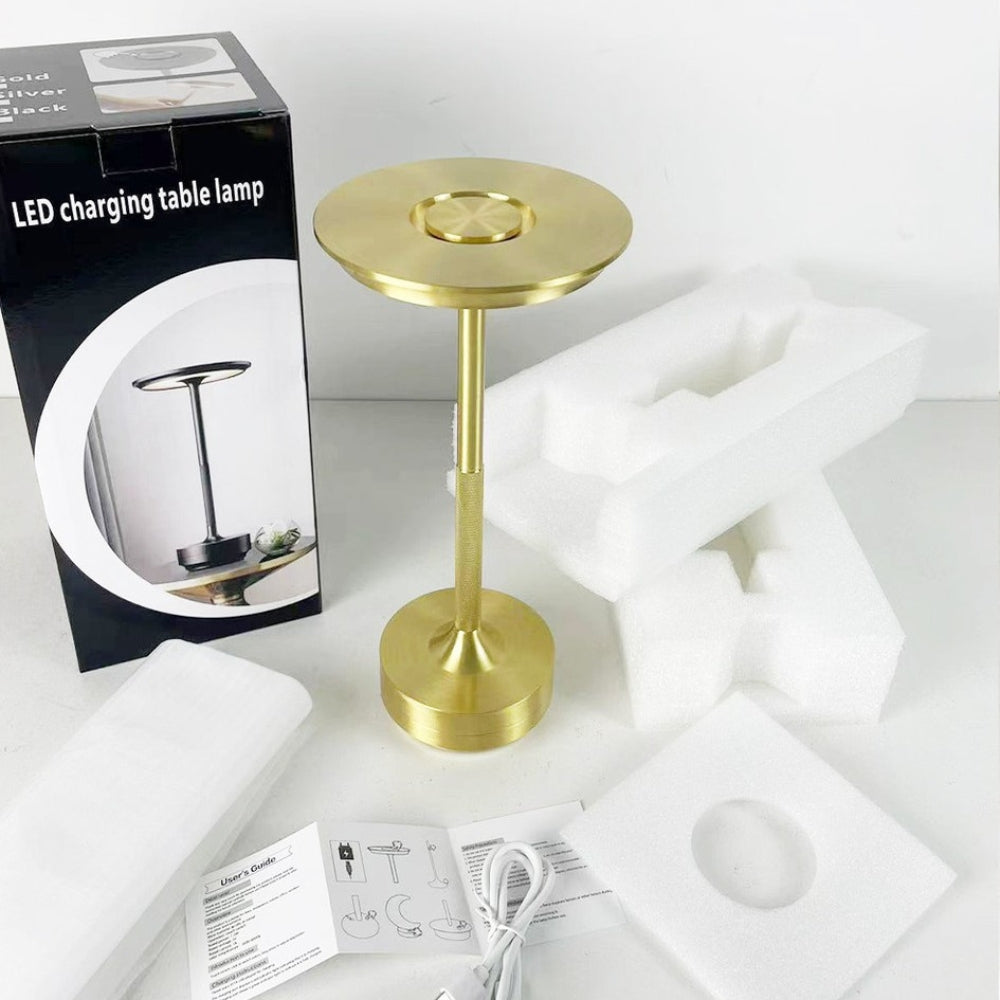 Rechargeable LED Desk Lamp with Touch Dimming and Aluminum Finish