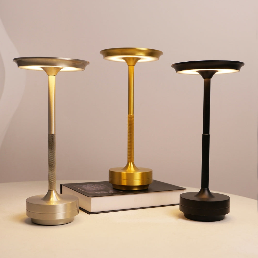 Rechargeable LED Desk Lamp with Touch Dimming and Aluminum Finish
