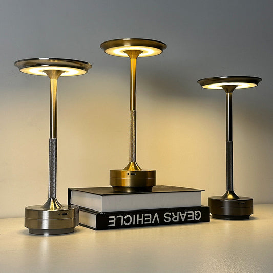 Rechargeable LED Desk Lamp with Touch Dimming and Aluminum Finish