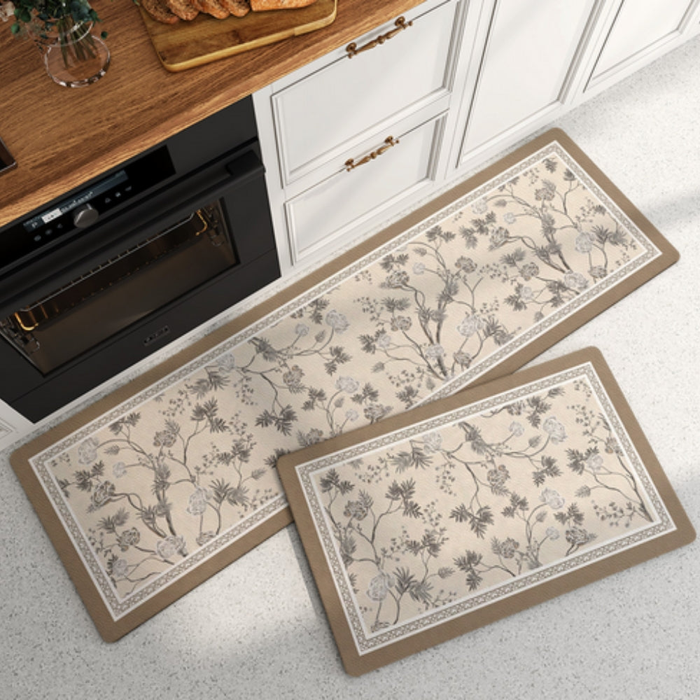 Floral Striped Non-Slip Kitchen Mat