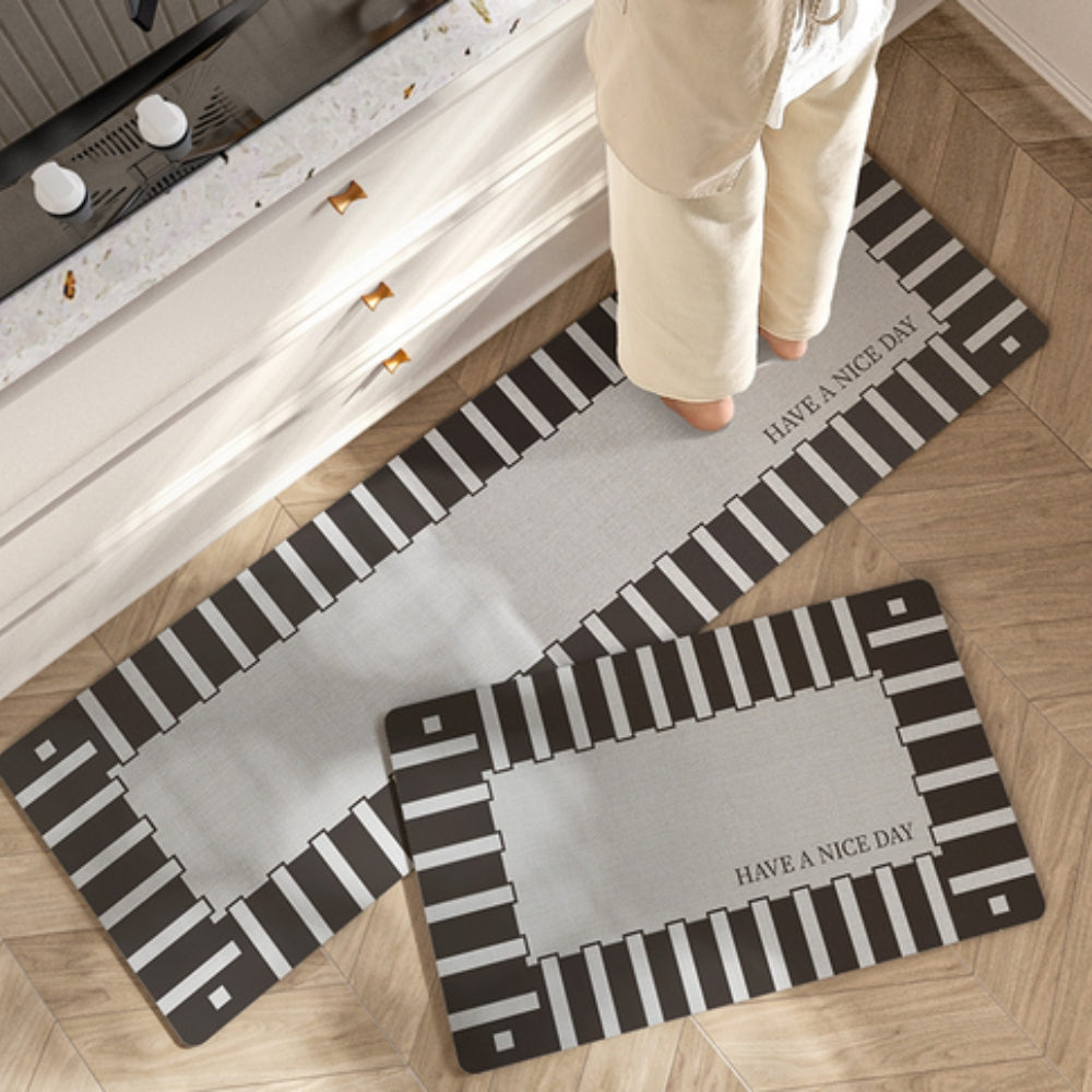 Floral Striped Non-Slip Kitchen Mat