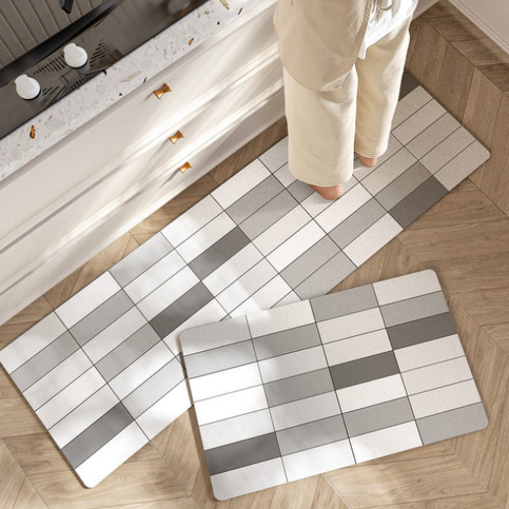 Floral Striped Non-Slip Kitchen Mat