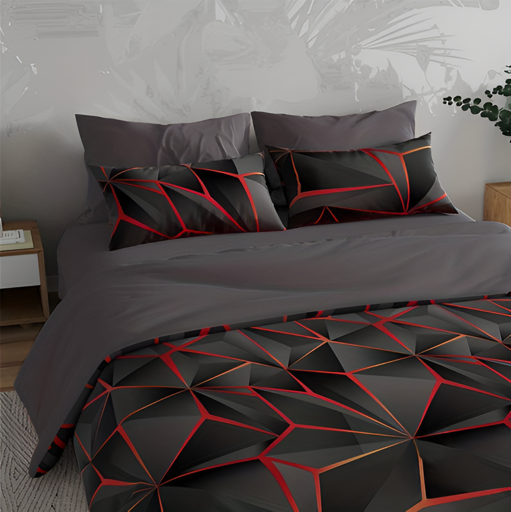 Fluffy 3D-Printed Check Comforter Set