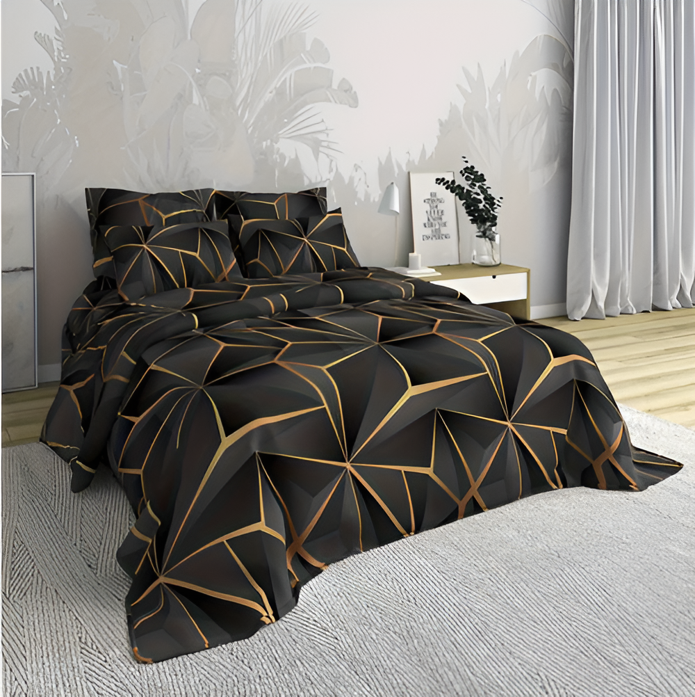 Fluffy 3D-Printed Check Comforter Set