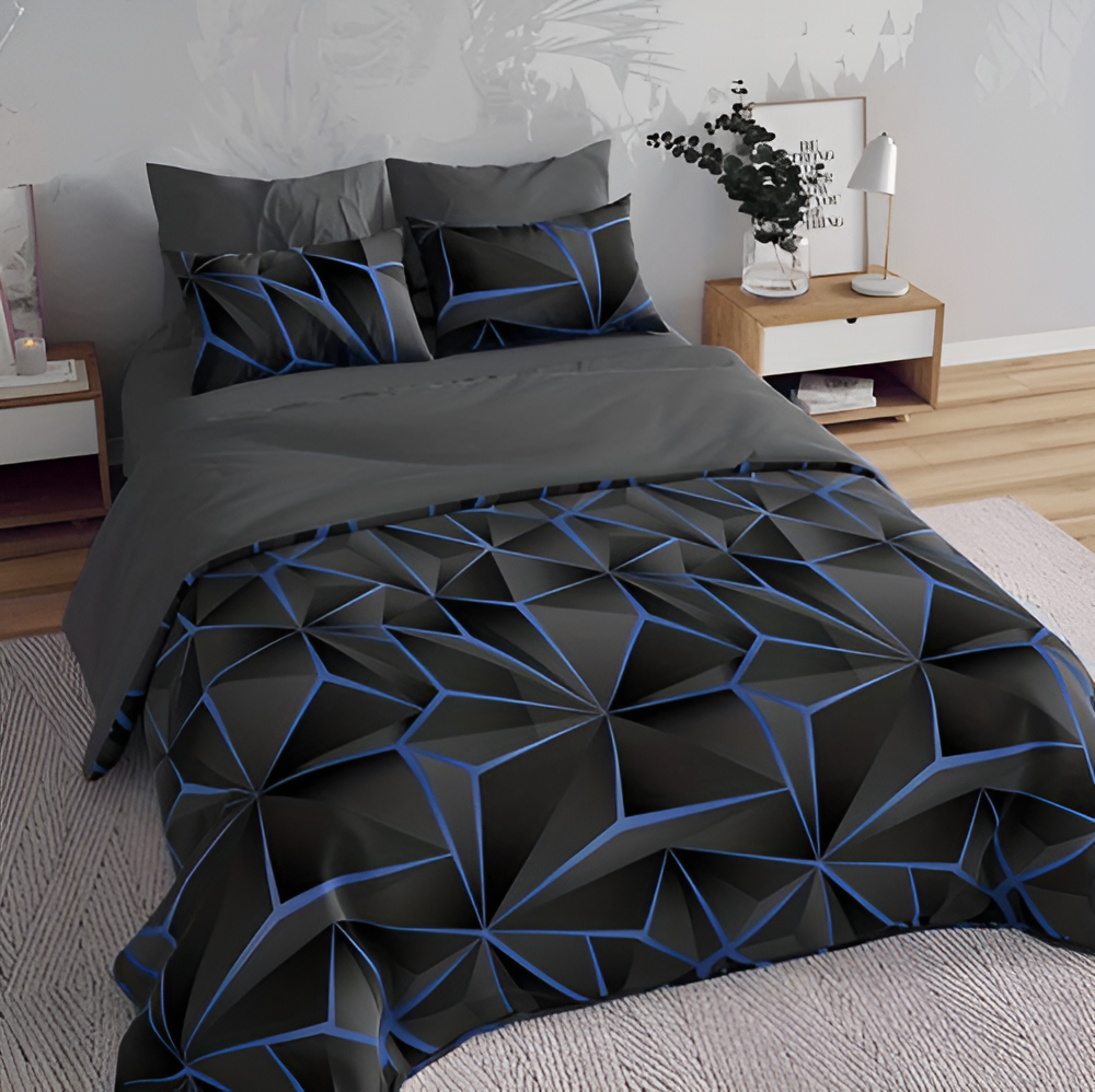Fluffy 3D-Printed Check Comforter Set