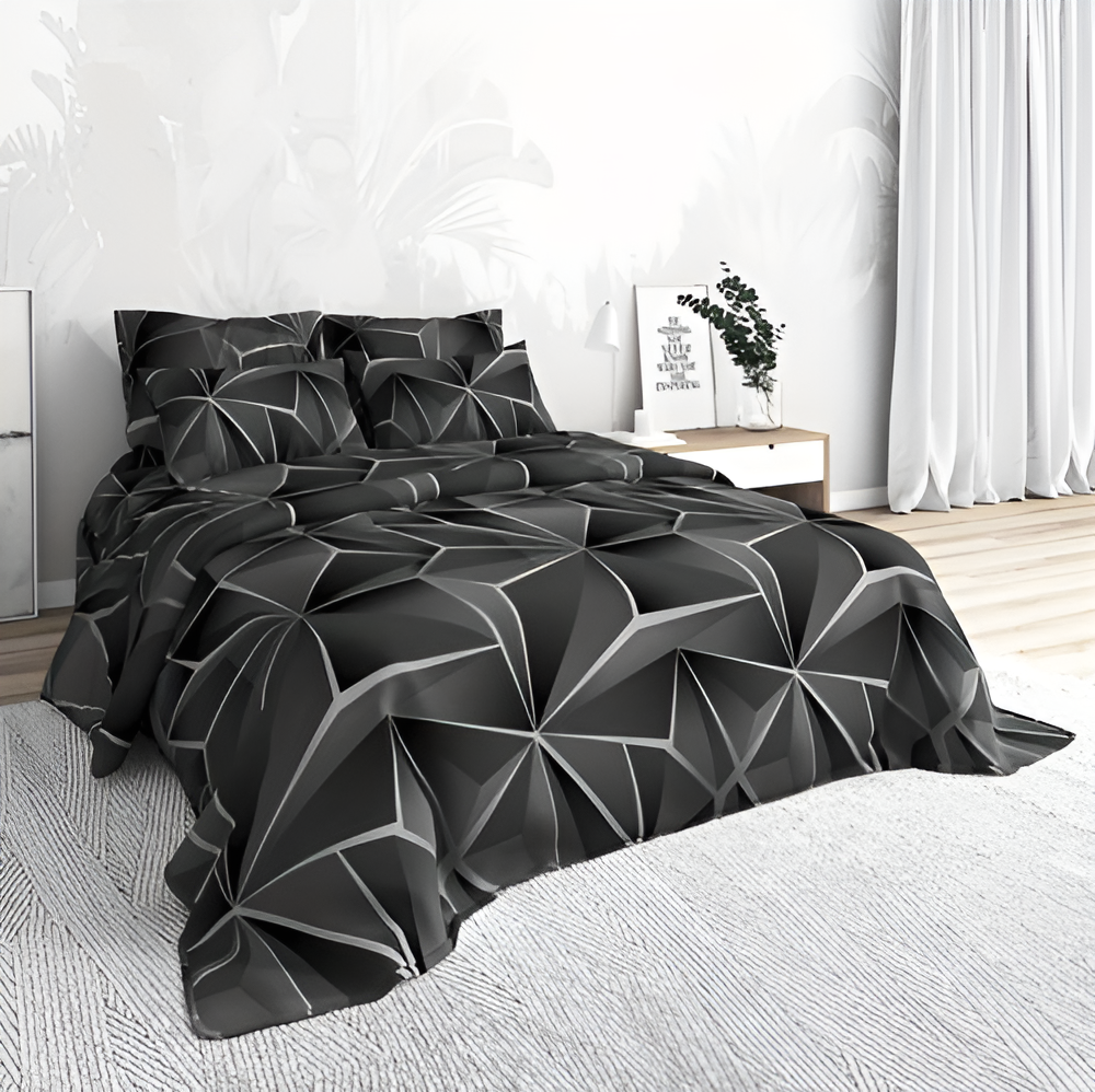 Fluffy 3D-Printed Check Comforter Set
