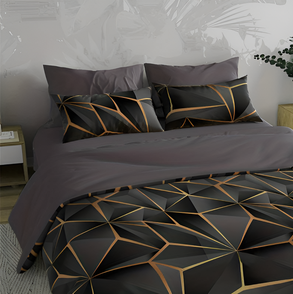 Fluffy 3D-Printed Check Comforter Set