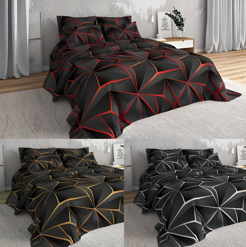 Fluffy 3D-Printed Check Comforter Set