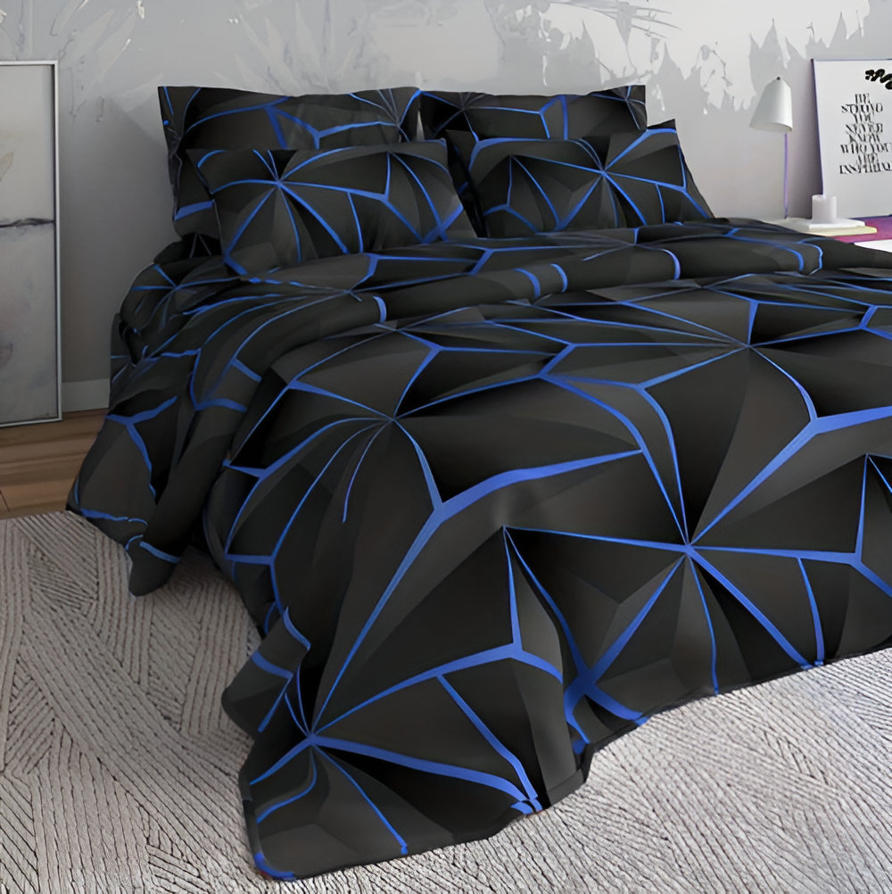 Fluffy 3D-Printed Check Comforter Set