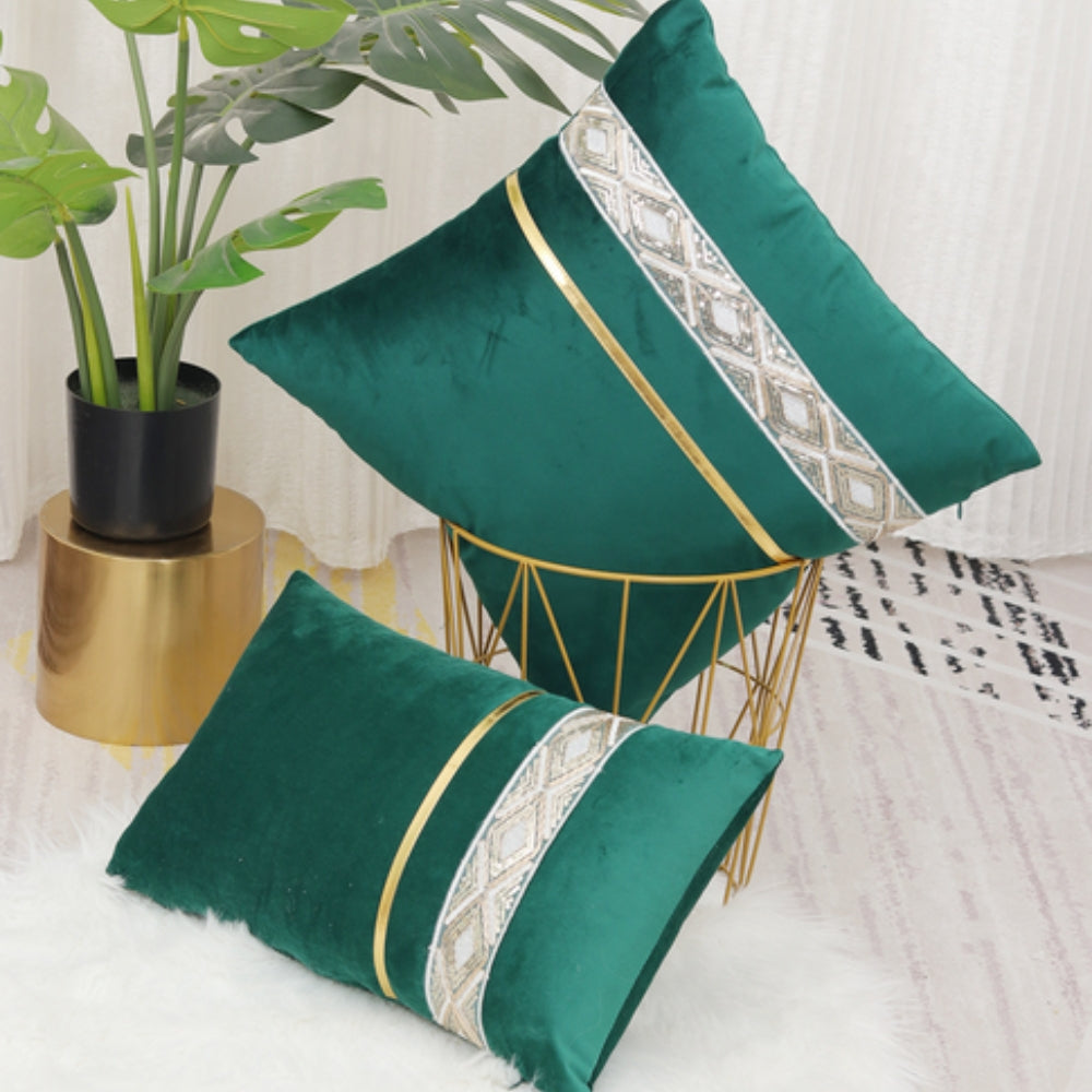 Glamorous Gold Stripe Sequin Cushion Cover