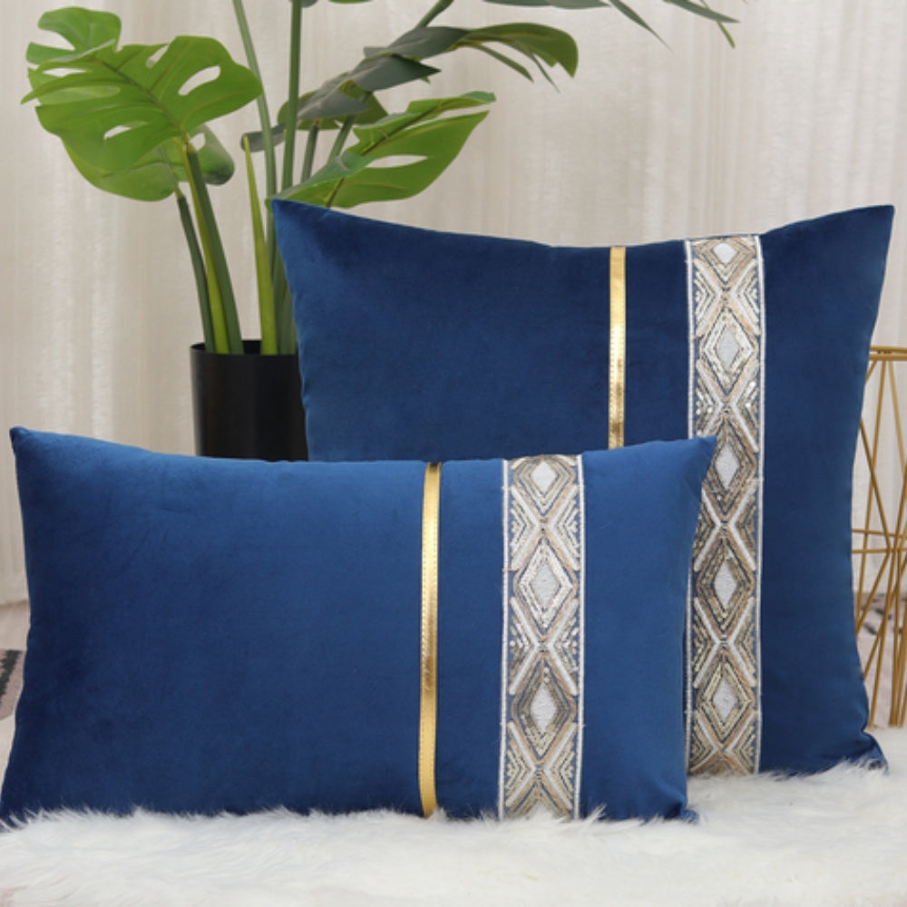 Glamorous Gold Stripe Sequin Cushion Cover