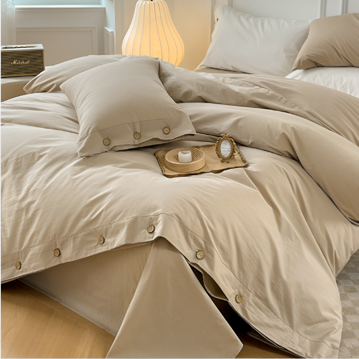 Breathable Cotton Duvet Cover Set with Two Pillowcases