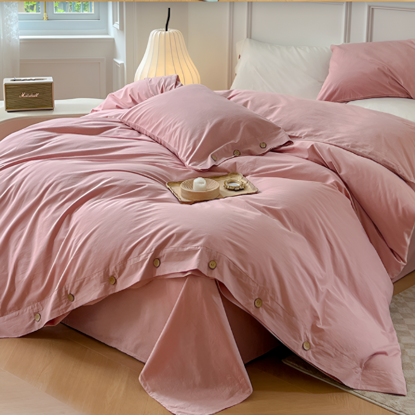 Breathable Cotton Duvet Cover Set with Two Pillowcases