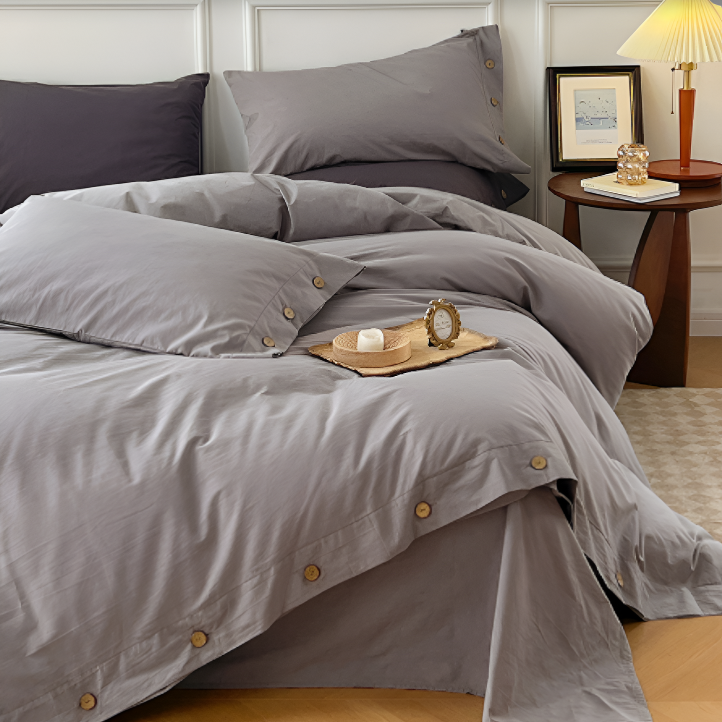 Breathable Cotton Duvet Cover Set with Two Pillowcases